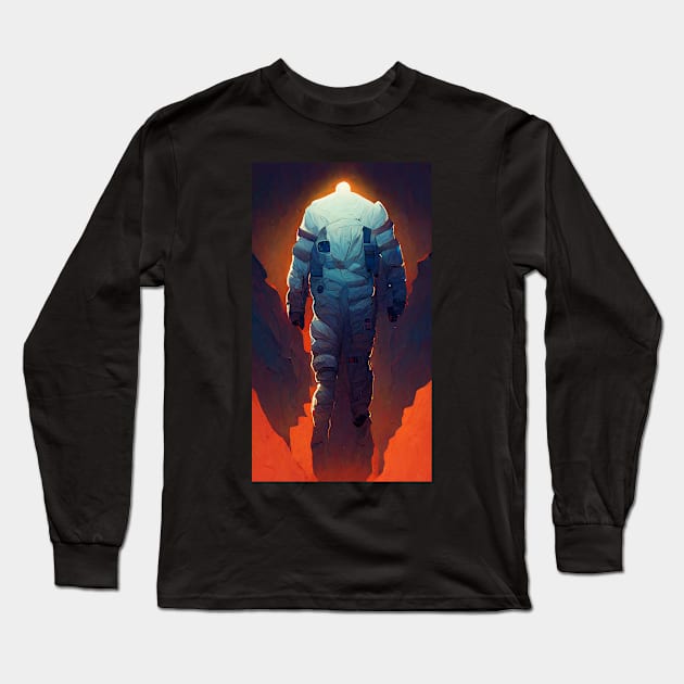 Sci-Fi astronaut Retro Vintage Design Long Sleeve T-Shirt by JoshWhiteArt